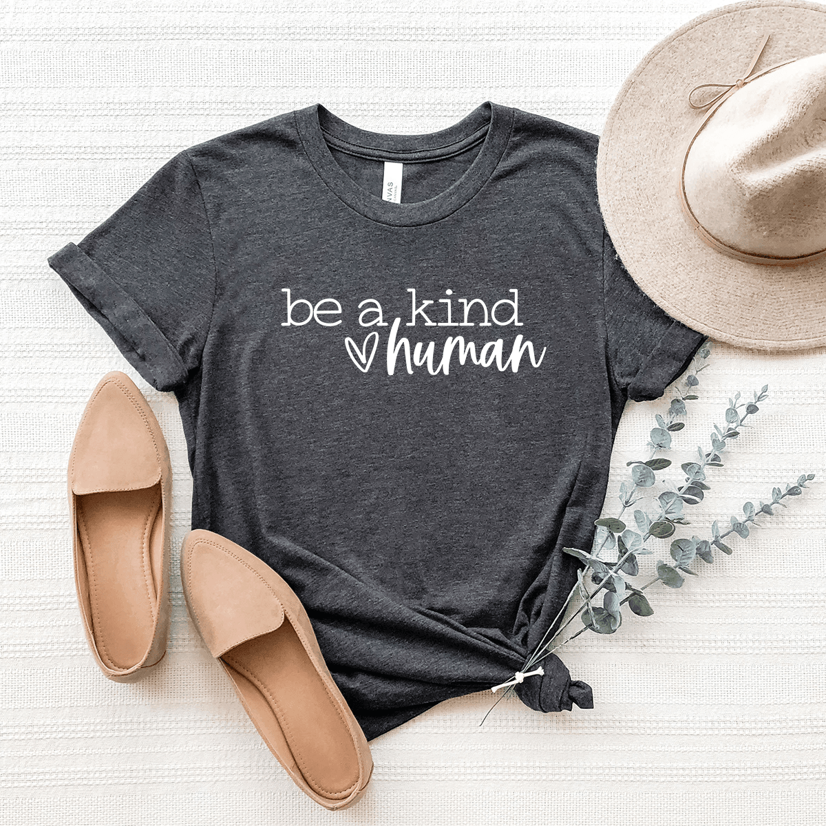 Be A Kind Human (Heart) - Bella+Canvas Tee