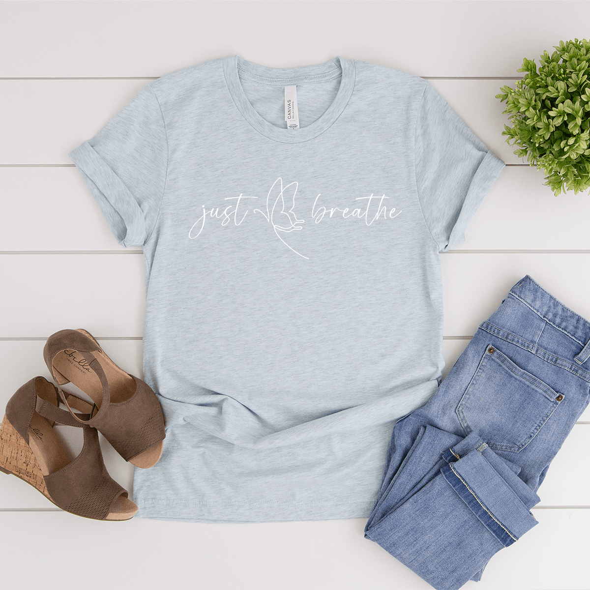 Just Breathe (Butterfly) - Bella+Canvas Tee