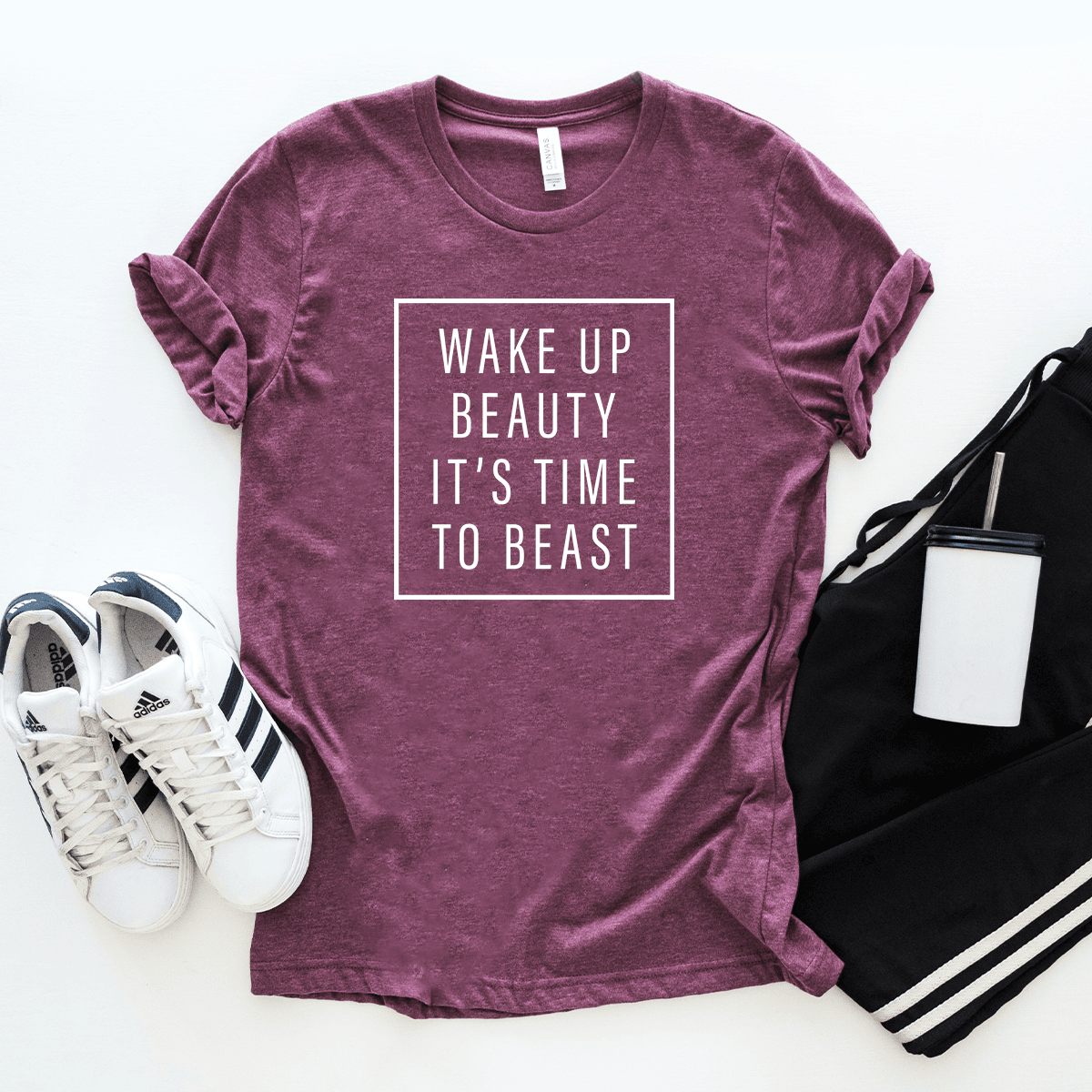 Wake Up Beauty It's Time to Beast - Bella+Canvas Tee