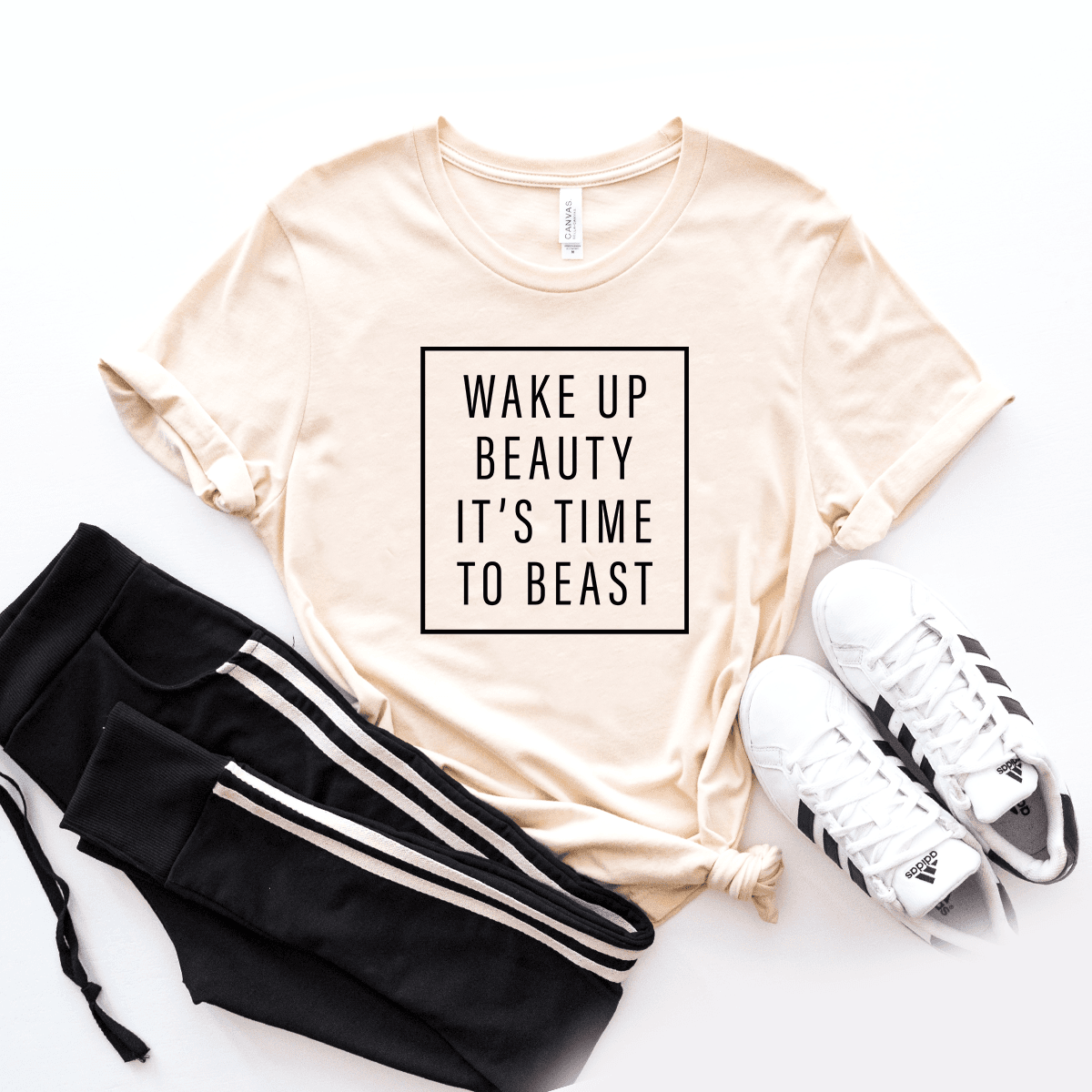 Wake Up Beauty It's Time to Beast - Bella+Canvas Tee