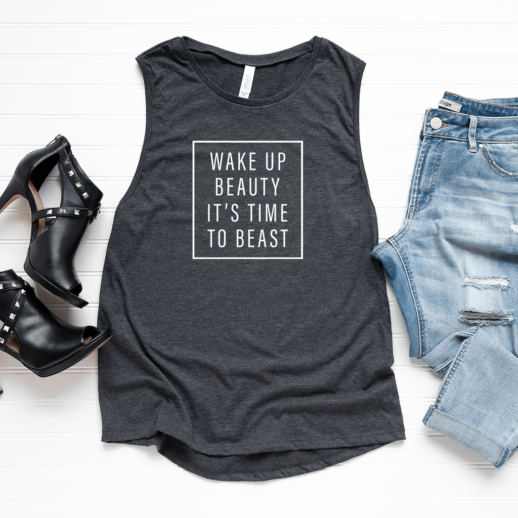 Wake Up Beauty It's Time to Beast - Bella+Canvas Tank Top